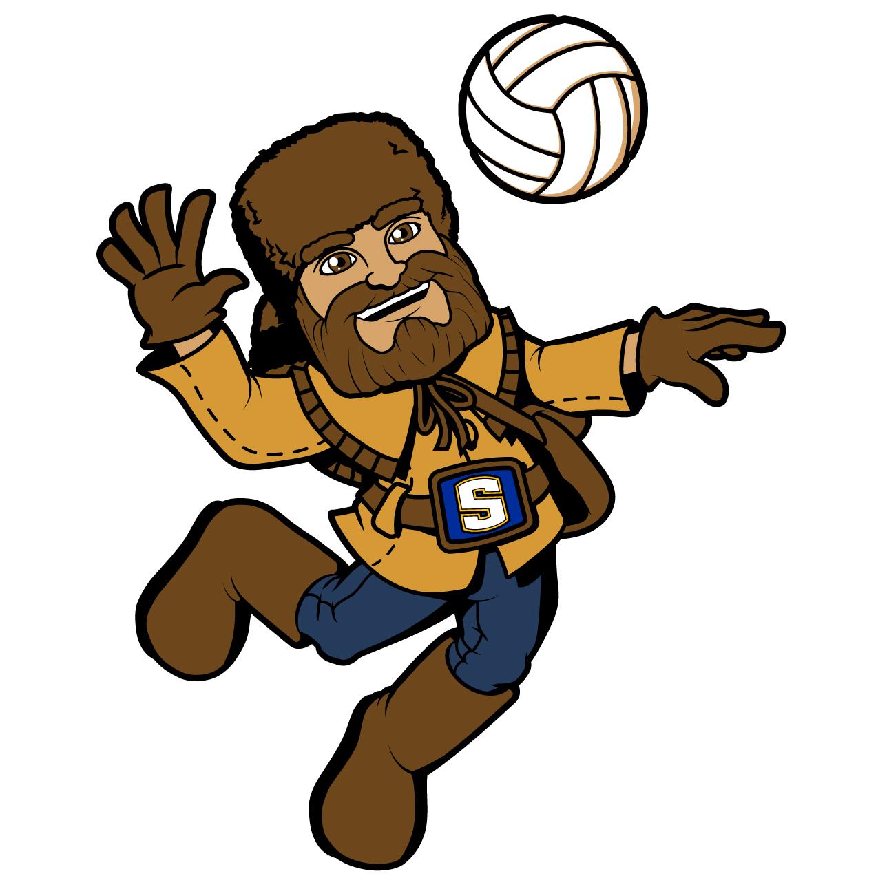 Peter Pioneer Cartoon Playing Volleyball
